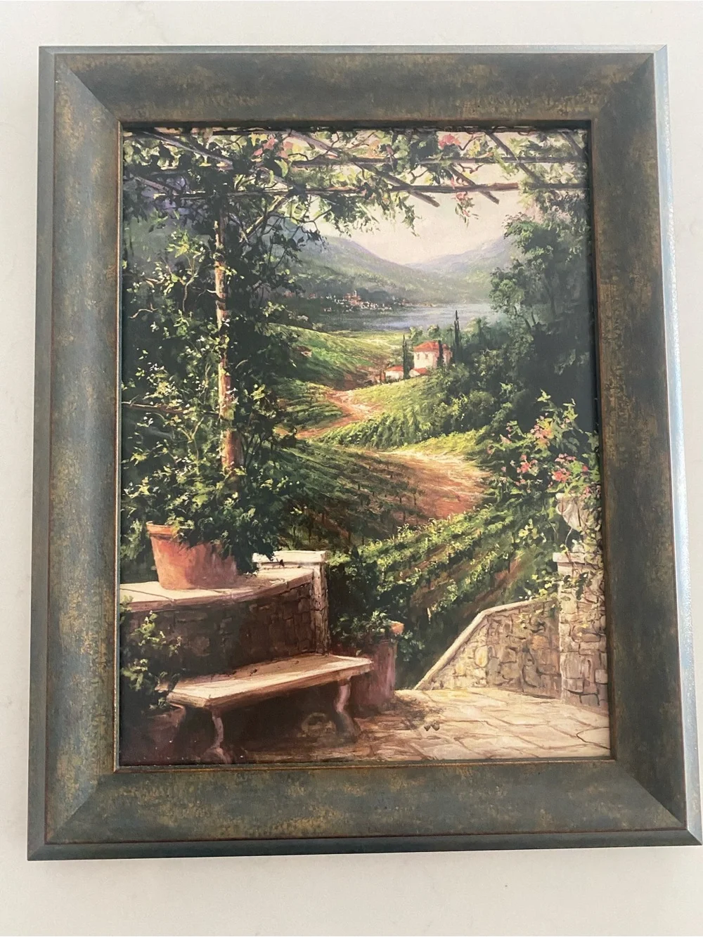 Scenic Vineyard Wall Art in Green and Brown - Unbranded